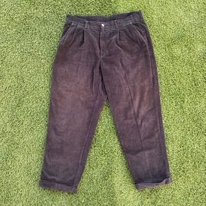 Vintage Club Room Men's 35x29 Pleated Corduroy Pants Dark Brown Cotton